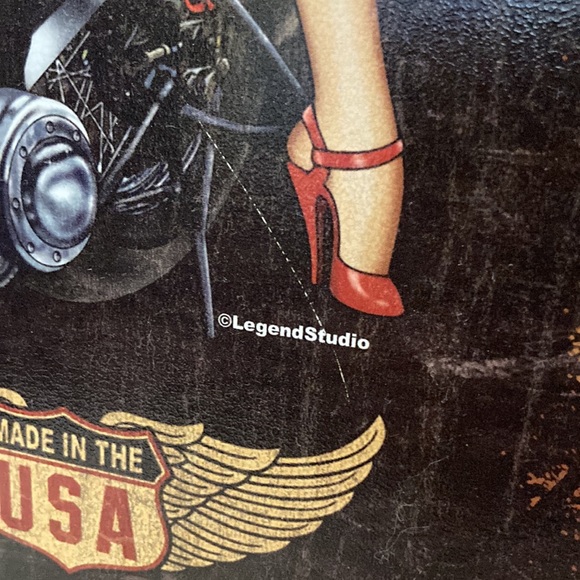 Legend Studio MotorHead Garage Metal Sign Made in U.S.A. Motorcycle Sexy Lady - Picture 5 of 8